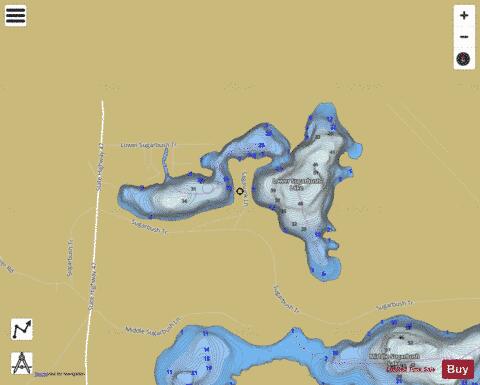 Lower Sugarbush Lake depth contour Map - i-Boating App