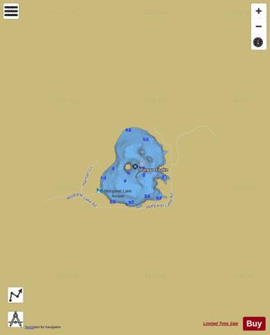 Margaret Lake depth contour Map - i-Boating App