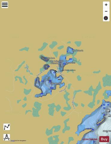 Mary + Adelaide + Helen + Yolanda + Rose Lake depth contour Map - i-Boating App