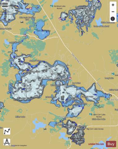 Mid Lake depth contour Map - i-Boating App