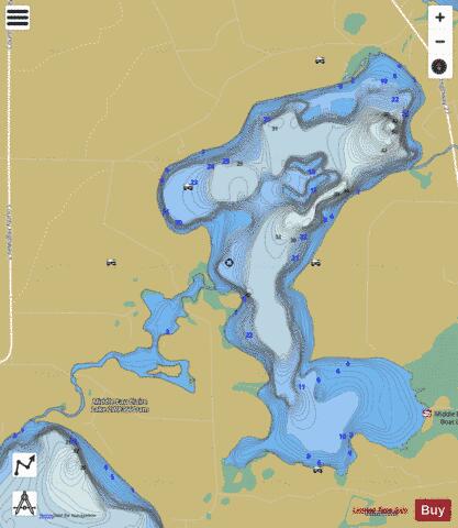 Middle Eau Claire Lake depth contour Map - i-Boating App