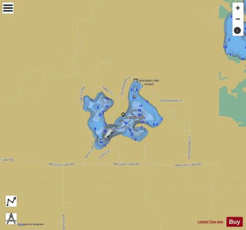 Moccasin Lake depth contour Map - i-Boating App
