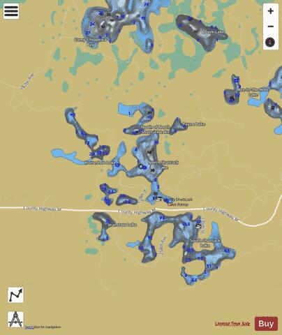 North Shattuck Lake depth contour Map - i-Boating App