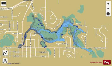 New Richmond Flowage depth contour Map - i-Boating App