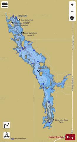 Otter Lake  Brown depth contour Map - i-Boating App