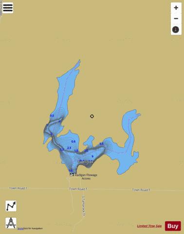 Radigan Flowage depth contour Map - i-Boating App
