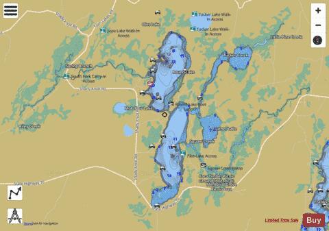 Turner Lake + Amik Lake + Round Lake + Pike Lake depth contour Map - i-Boating App