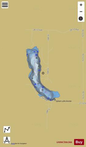 Sylvan Lake depth contour Map - i-Boating App