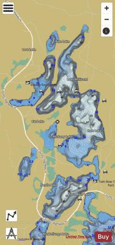 Hart Lake + Lake Millicent + Twin Bear Lake depth contour Map - i-Boating App