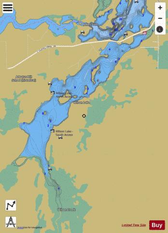 Wilson Lake B depth contour Map - i-Boating App