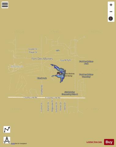 Fort Des Moines Pond depth contour Map - i-Boating App