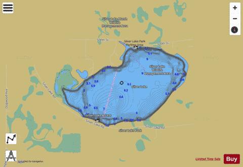 Silver Lake (Worth) depth contour Map - i-Boating App