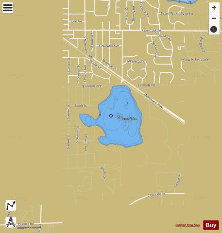 Baker's Lake depth contour Map - i-Boating App