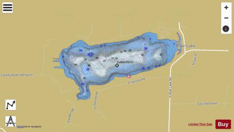 Blue Lake, Whitley county depth contour Map - i-Boating App