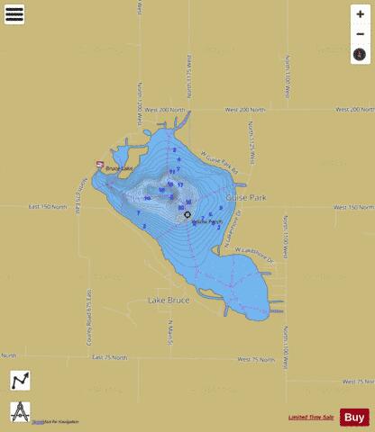 Bruce Lake, Pulaski county depth contour Map - i-Boating App