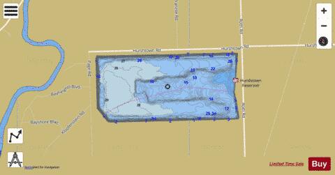Hurshtown Lake depth contour Map - i-Boating App