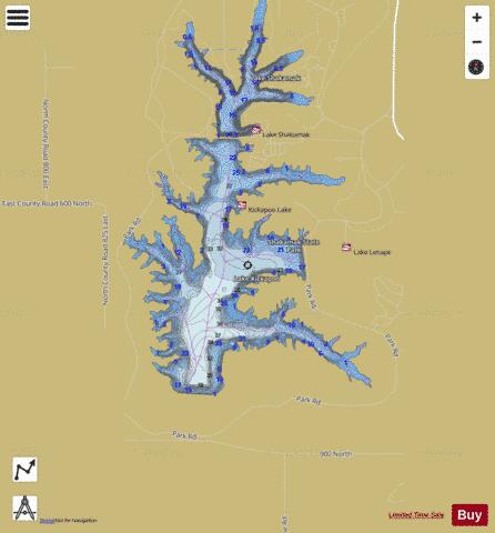 KICKAPOO LAKE, SULLIVAN, GREENE depth contour Map - i-Boating App