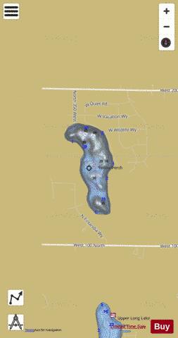 LowerLong Lake, Noble county depth contour Map - i-Boating App