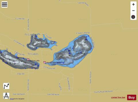 Round Lake, Whitley county depth contour Map - i-Boating App