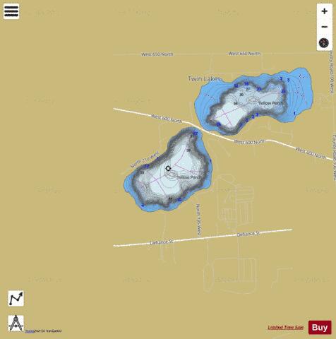SOUTH TWIN LAKE, LAGRANGE depth contour Map - i-Boating App