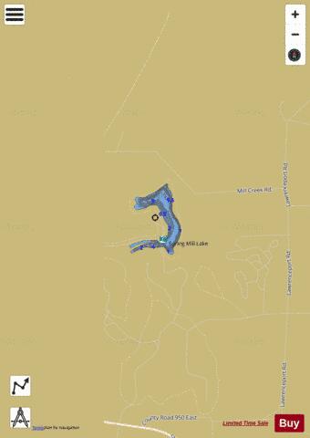 SPRING MILL LAKE, LAWRENCE depth contour Map - i-Boating App