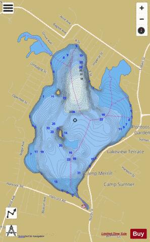 Pontoosuc Lake depth contour Map - i-Boating App