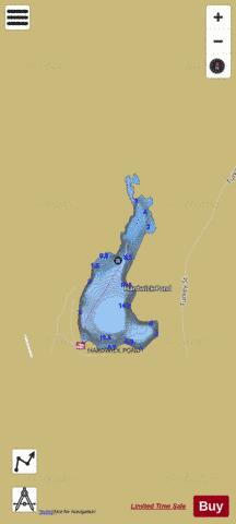 Hardwick Pond depth contour Map - i-Boating App