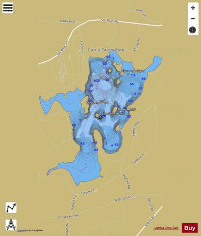 Bare Hill Pond depth contour Map - i-Boating App