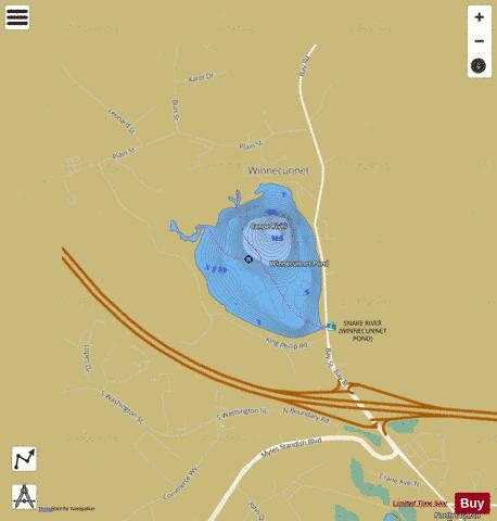 Winnecunnet Pond depth contour Map - i-Boating App