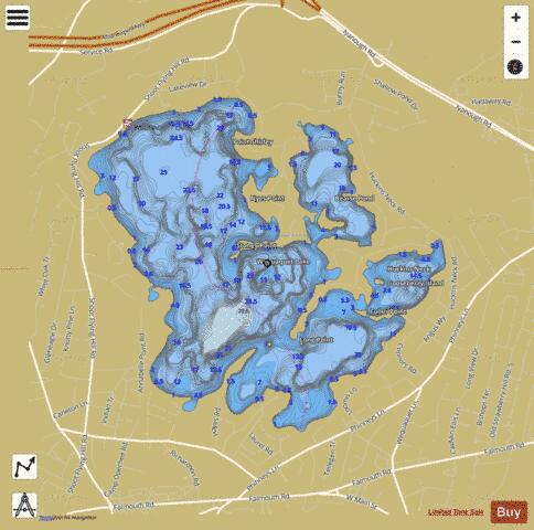 Wequaquet Lake depth contour Map - i-Boating App