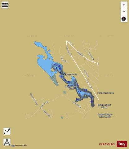 Hopedale Pond depth contour Map - i-Boating App