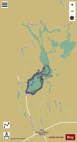 Moulton Pond depth contour Map - i-Boating App