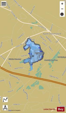 Newfield Pond depth contour Map - i-Boating App