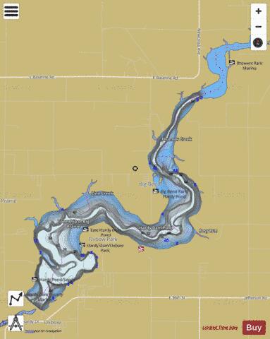 Hardy Dam Pond depth contour Map - i-Boating App