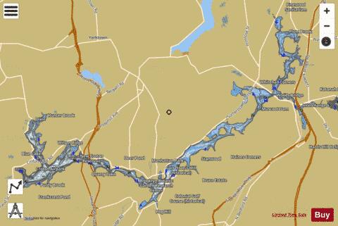 New Croton Reservoir depth contour Map - i-Boating App