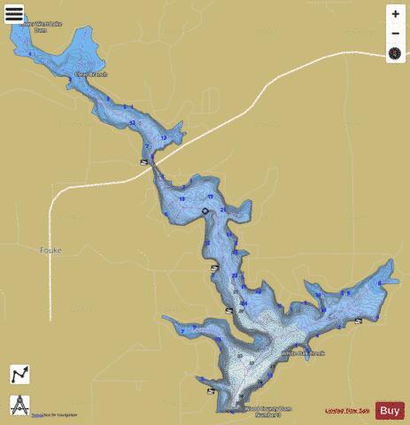 Lake Hawkins depth contour Map - i-Boating App
