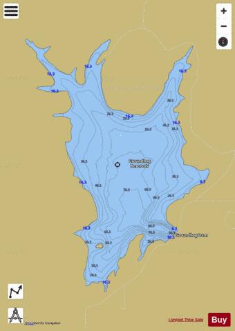 Groundhog Reservoir depth contour Map - i-Boating App