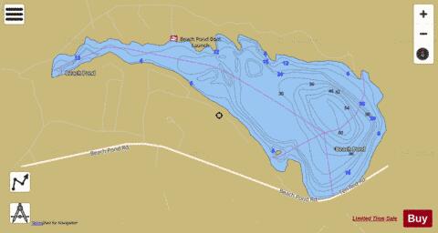 Beach Pond depth contour Map - i-Boating App