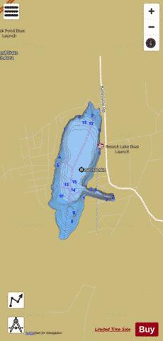 Beseck Lake depth contour Map - i-Boating App