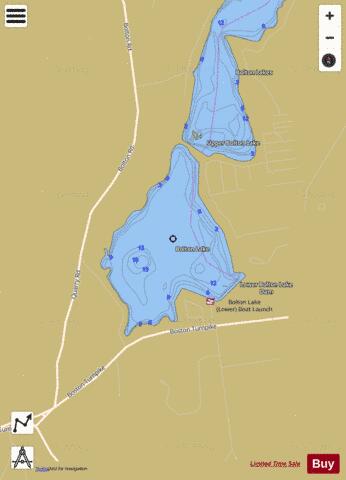 Bolton Lake, Lower depth contour Map - i-Boating App