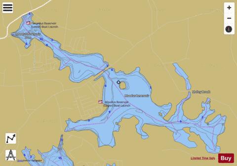 Moodus Reservoir, Upper depth contour Map - i-Boating App
