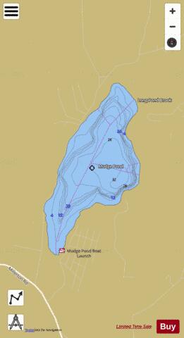 Mudge Pond depth contour Map - i-Boating App