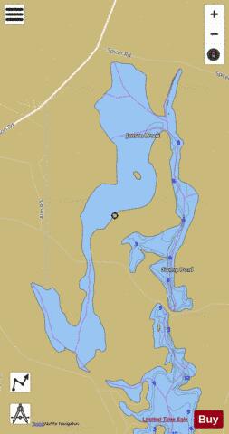 Quaddick Reservoir, Upper (Stump Pond) depth contour Map - i-Boating App