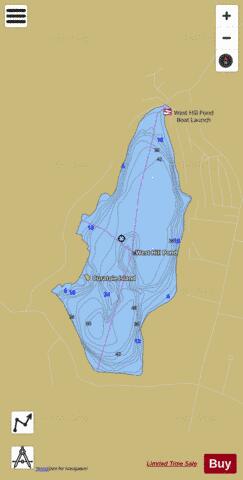 West Hill Pond depth contour Map - i-Boating App