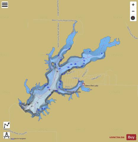 Glenn Flint Lake depth contour Map - i-Boating App