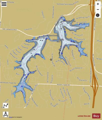 Lakewood Lake East depth contour Map - i-Boating App