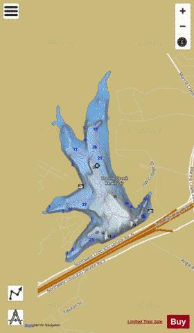 Marine Creek Reservoir depth contour Map - i-Boating App