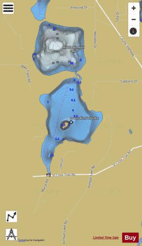 Lower Kimball Lake depth contour Map - i-Boating App