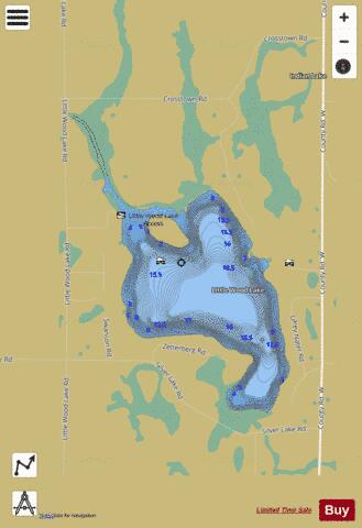 Little Wood Lake depth contour Map - i-Boating App