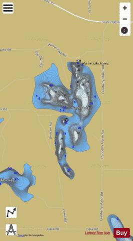 Warner Lake depth contour Map - i-Boating App